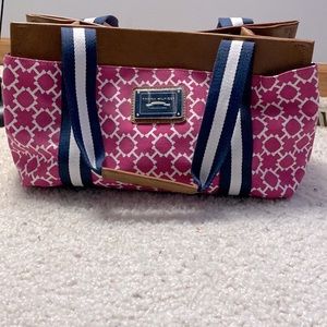 Tommy Hilfiger Purse - never used - pink white blue and brown leather